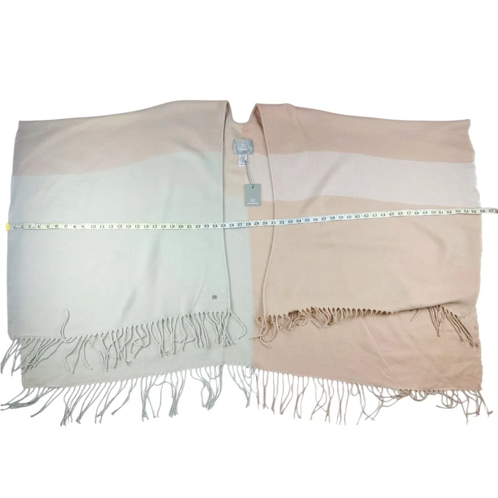 NWT Women's Soia & Kyo Yadira Fringe Shawl OS Pink & White Old Money Grandmacore
